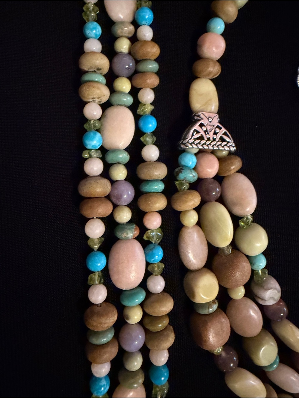 New 925 Carolyn Pollack Genuine Gemstone 3 Strand Necklace & Bracelet in Box - Picture 7 of 10